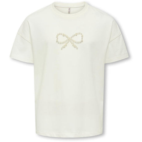 kids ONLY Cloud Dancer Bow Kogkate Life Ss O-Neck Pearl Topp Jrs