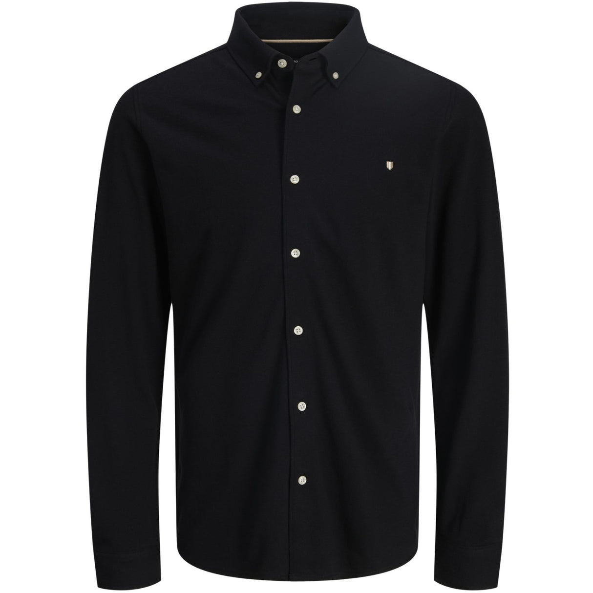 Jack & Jones Junior Black Jprblublake Pique Detail L/S Skjorta Jnr