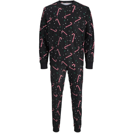 Jack & Jones Junior Black Candy Cane Jactristan Printed Lounge Sett W Jnr