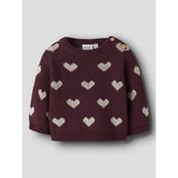 Name It Burgundy Peyote Heart Nbfoana Ls Stickad