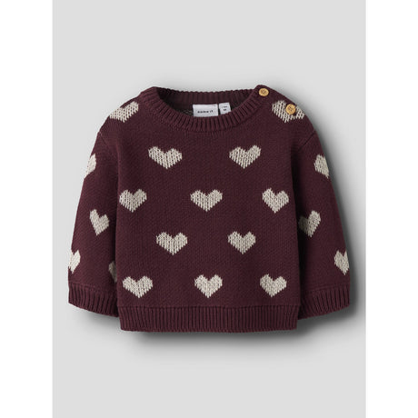Name It Burgundy Peyote Heart Nbfoana Ls Stickad