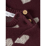 Name It Burgundy Peyote Heart Nbfoana Ls Stickad Klänning