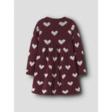 Name It Burgundy Peyote Heart Nbfoana Ls Stickad Klänning