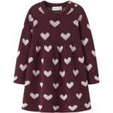 Name It Burgundy Peyote Heart Nbfoana Ls Stickad Klänning