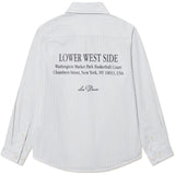 Les Deux Kids Xenon Blue Kent Print Stripe Poplin Skjorta KIDS