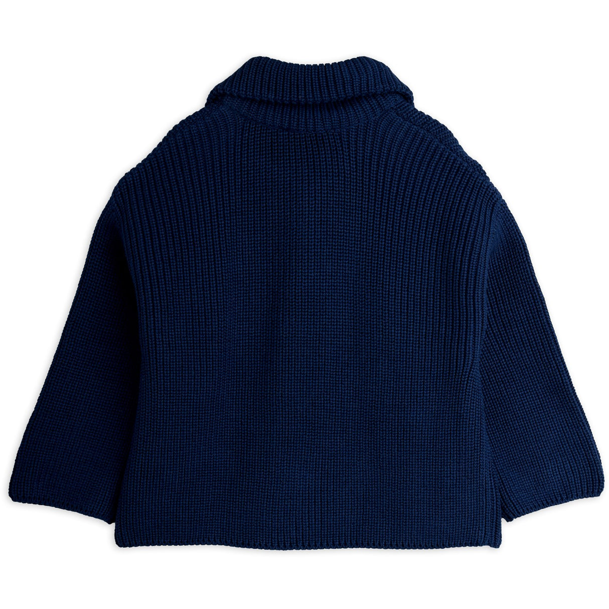 Mini Rodini Blue Panda Patch Chunky Stickad Half Zip Sweater