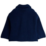 Mini Rodini Blue Panda Patch Chunky Stickad Half Zip Sweater