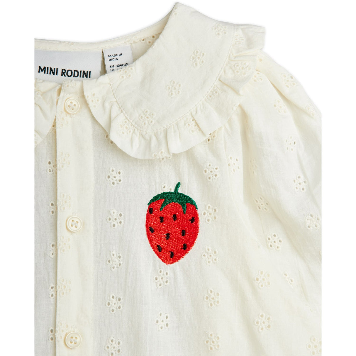 Mini Rodini White Strawberry Emb Schiffli Blus
