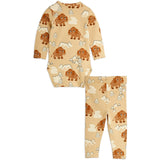 Mini Rodini Beige Mammoth AOP Baby Sett