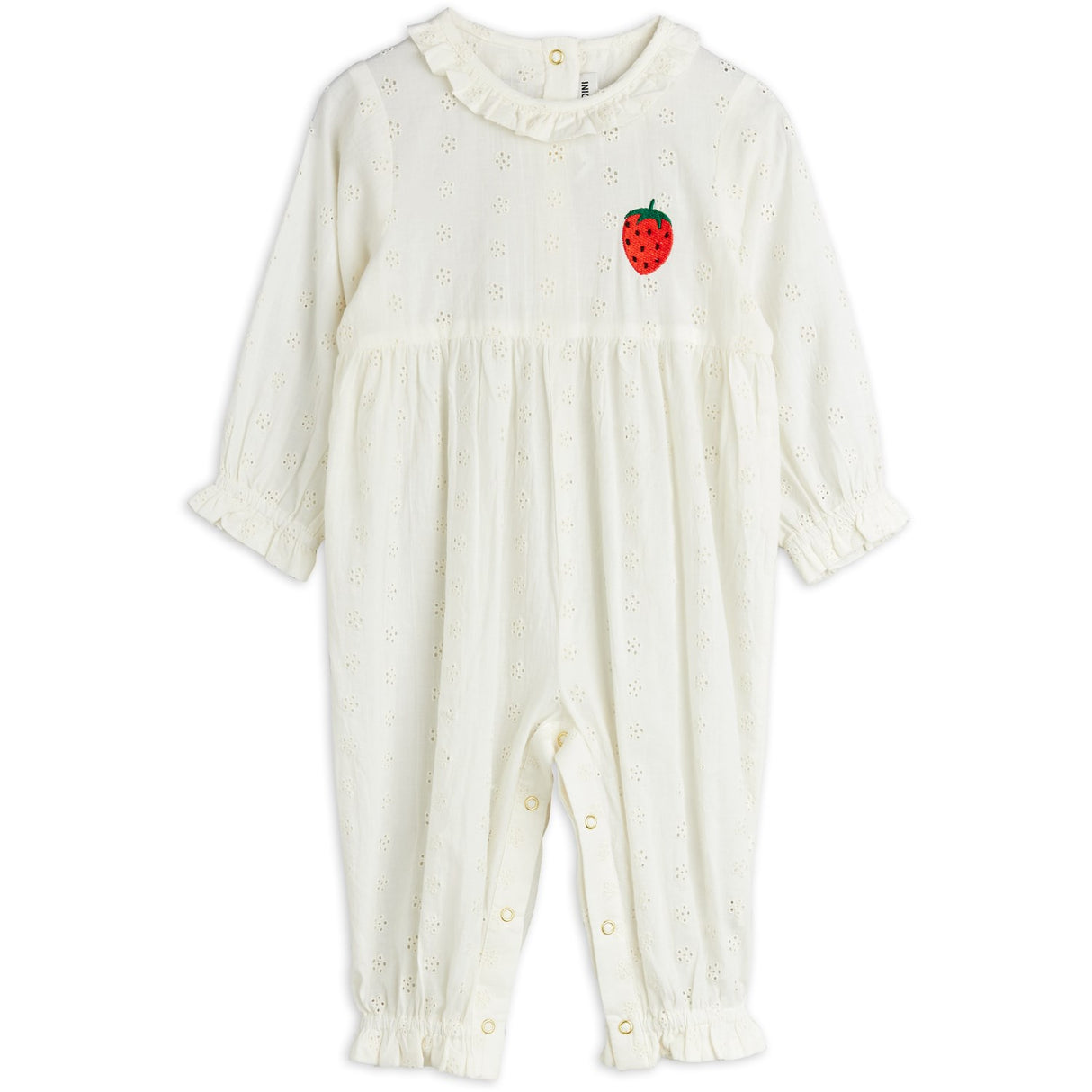 Mini Rodini White Strawberry Emb Schiffli Byxdress