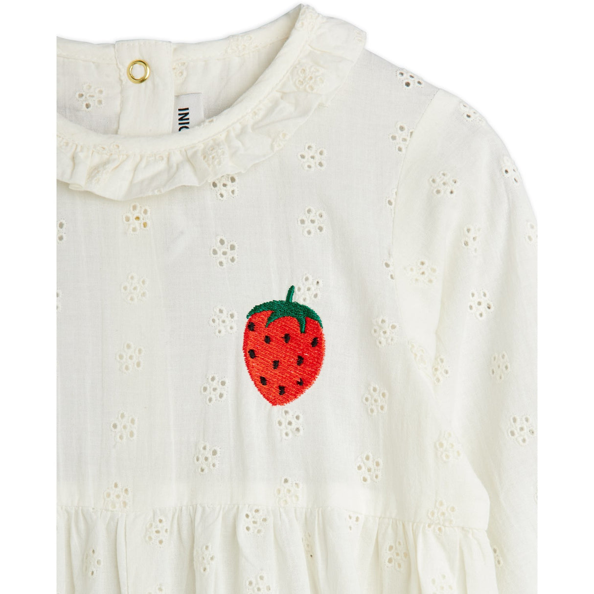 Mini Rodini White Strawberry Emb Schiffli Byxdress
