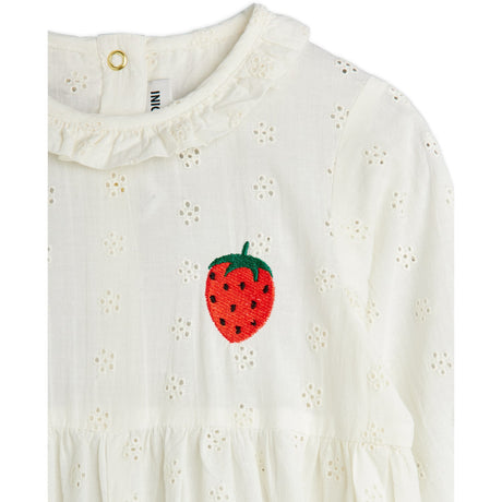 Mini Rodini White Strawberry Emb Schiffli Byxdress