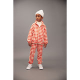 Mini Rodini Red Gingham AOP Fleece Jacka