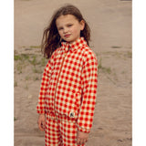 Mini Rodini Red Gingham AOP Fleece Jacka