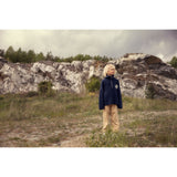 Mini Rodini Blue Panda Patch Chunky Stickad Half Zip Sweater