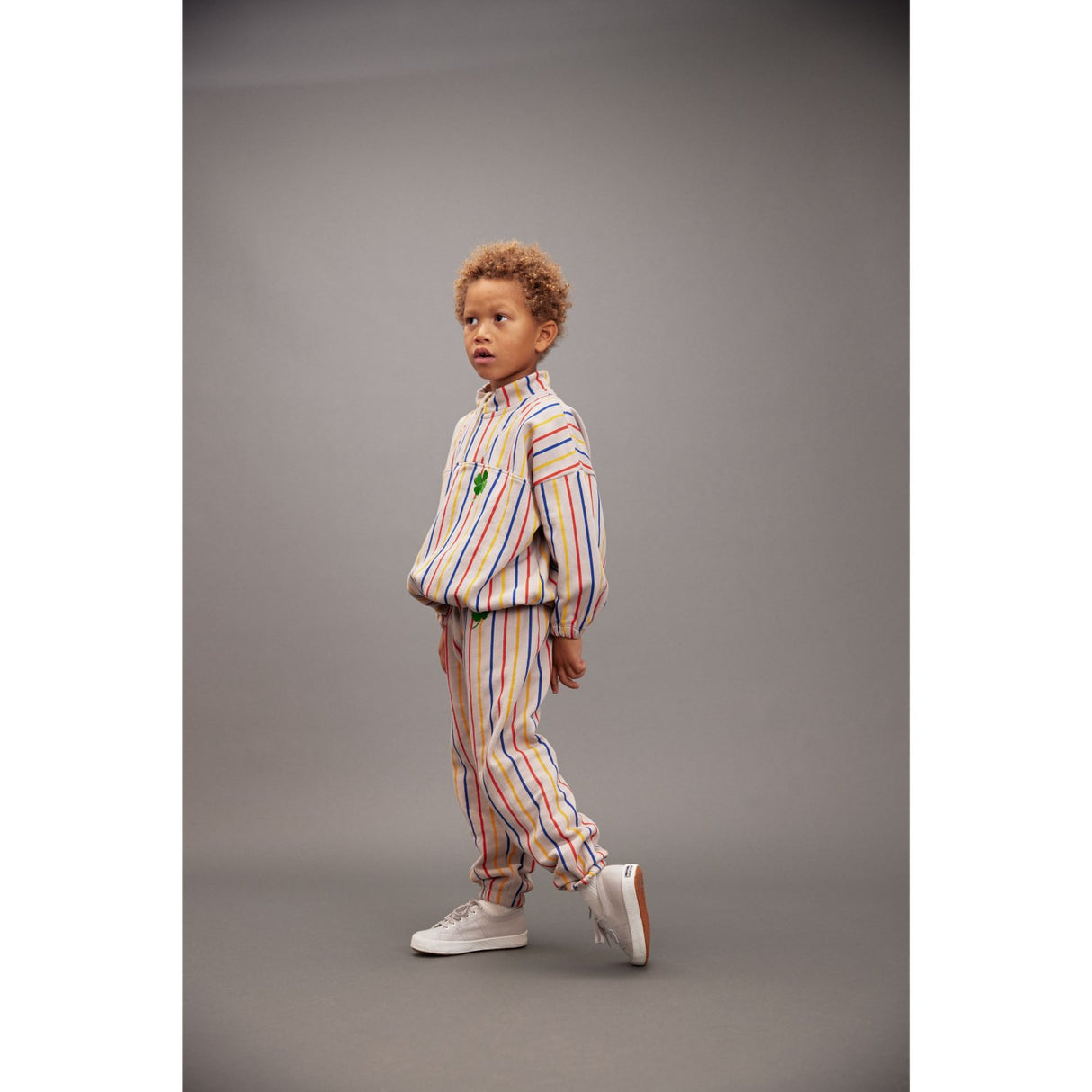 Mini Rodini Multi Clover Emb Half Zip Sweatshirt