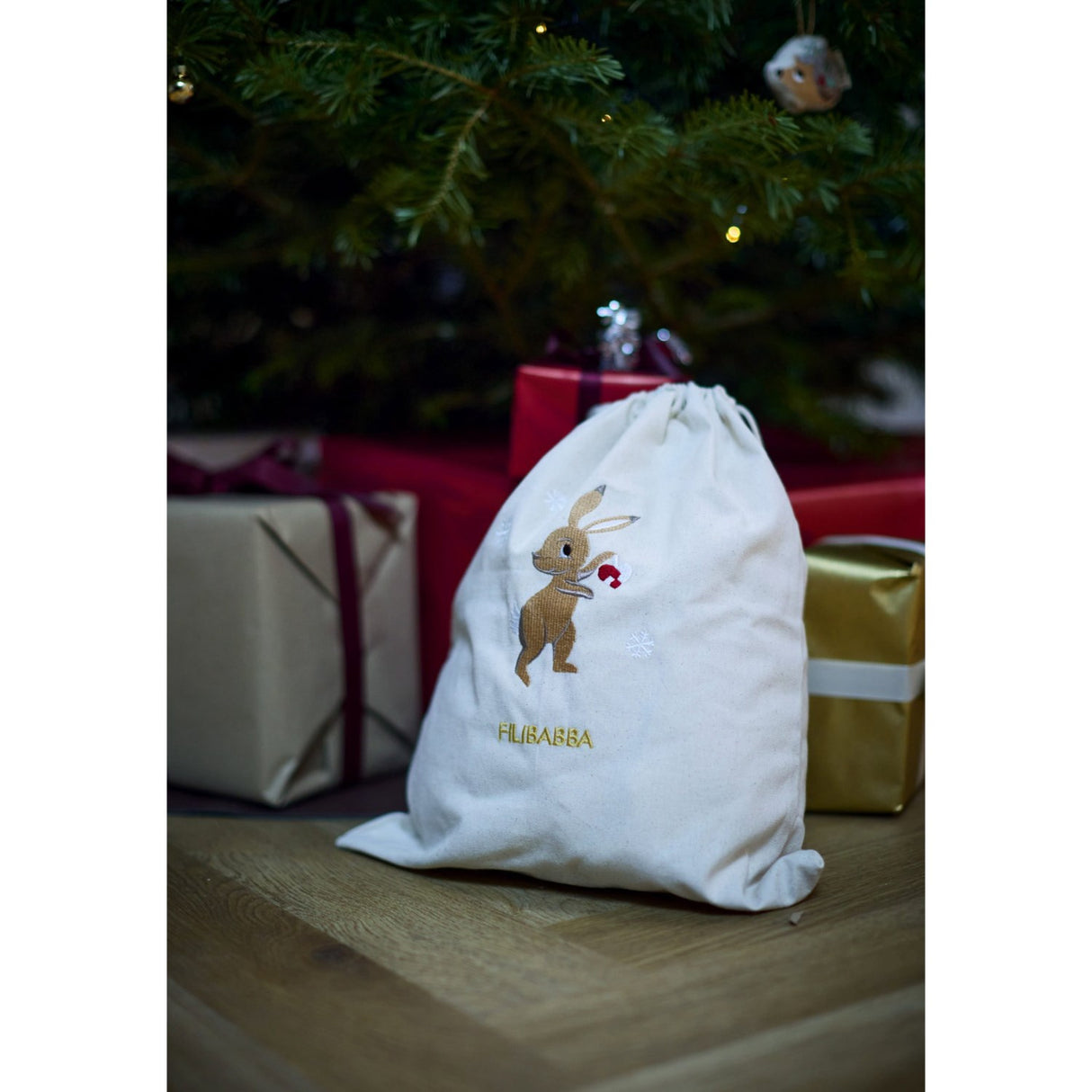 FILIBABBA Hare Embroidered Gift Väska Gots Wonderful Winter Mountain