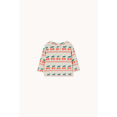 TinyCottons Light Cream Cherry Pattern Rib Baby T-Shirt