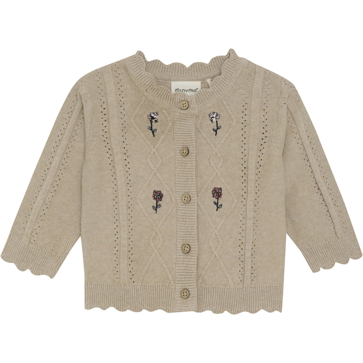 Minymo Beige Melange Cardigan Stickad
