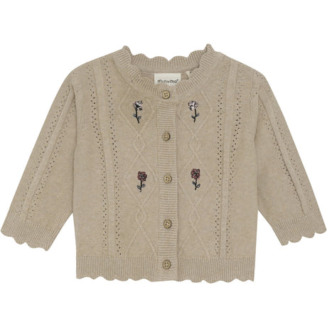 Minymo Beige Melange Cardigan Stickad