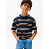 Tommy Hilfiger Navy Multi Stripe Bomull Stripe Tee Ss