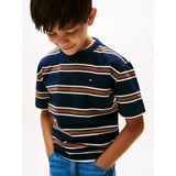 Tommy Hilfiger Navy Multi Stripe Bomull Stripe Tee Ss
