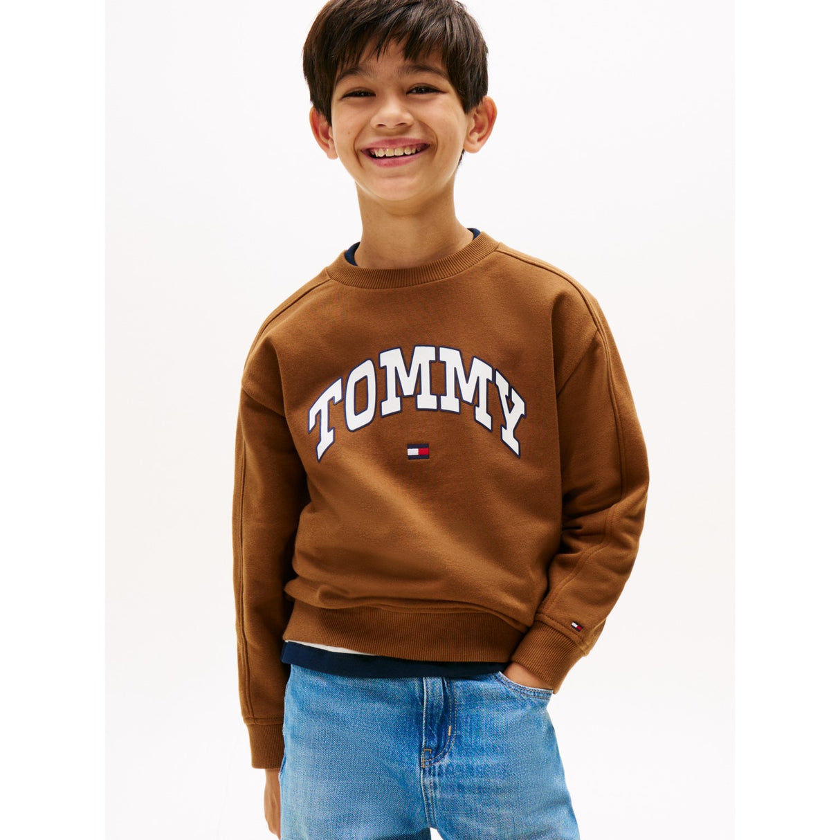 Tommy Hilfiger Pecan Nut Varsity Raised Print Sweatshirt