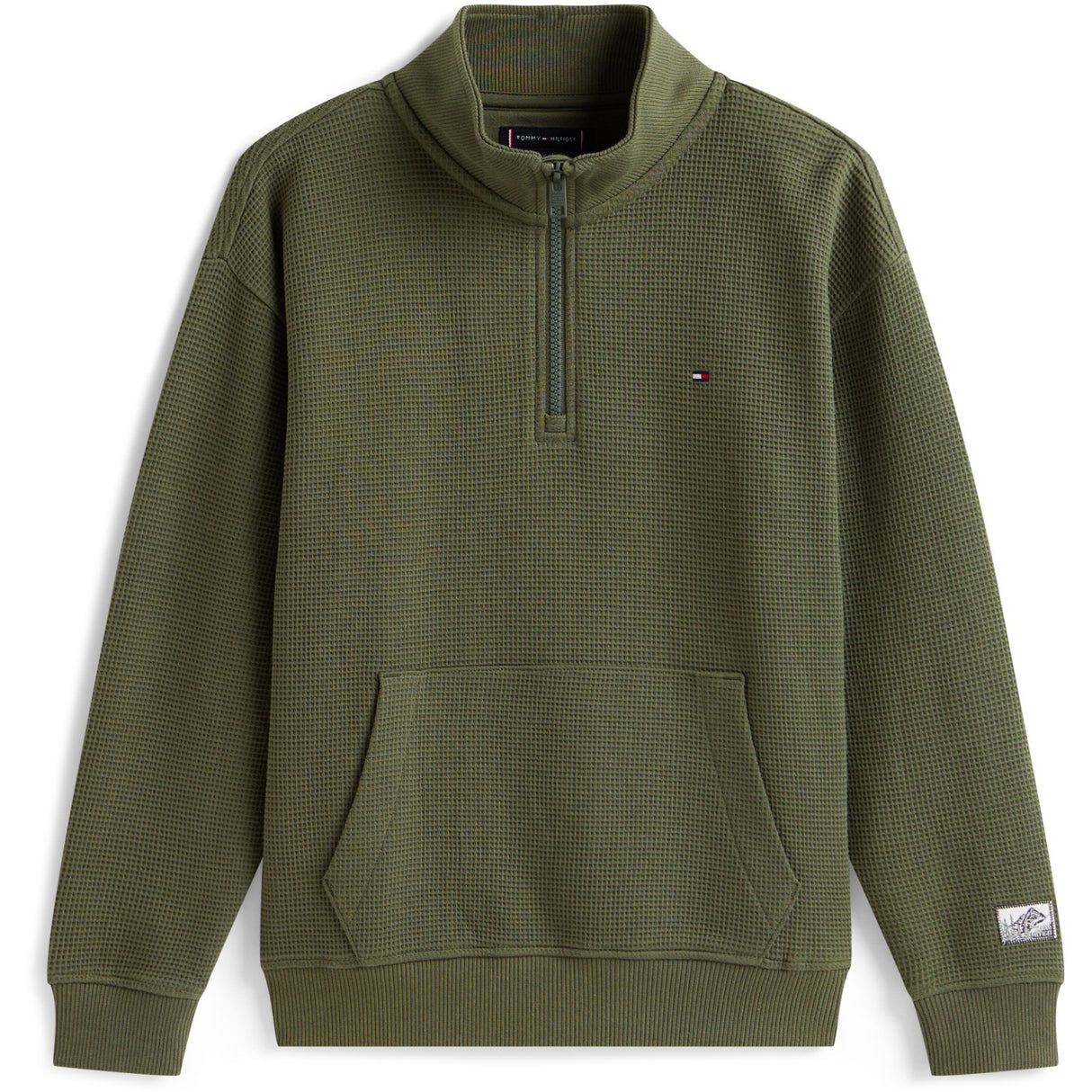 Tommy Hilfiger Pewter Green Texture Half Zip Sweatshirt