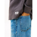 Tommy Hilfiger Washed Black Tetxured Waffle Tee Ls