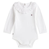 Tommy Hilfiger White Broderie Krage Body Ls