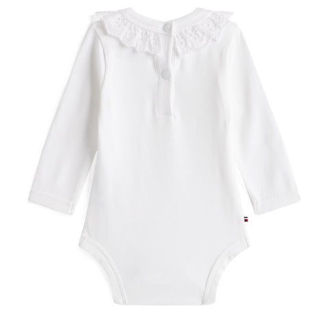 Tommy Hilfiger White Broderie Krage Body Ls