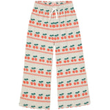 TinyCottons Light Cream Heather Cherry Pattern Rib Pant