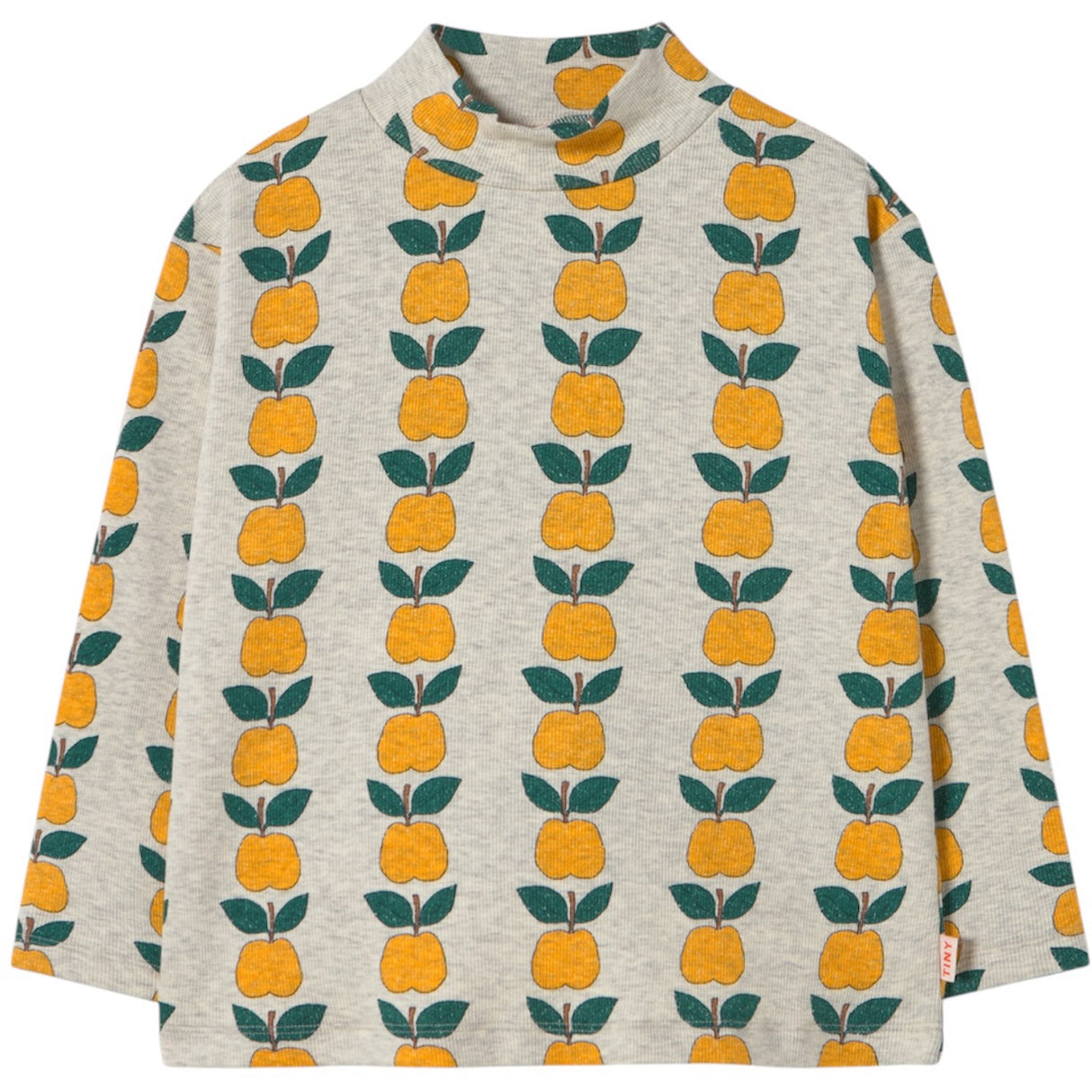 TinyCottons Light Cream Heather Apples Rib Mockneck