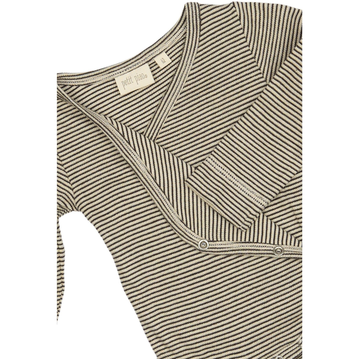 Petit Piao Coffee Bean/Dark Off White PPDian Body L/S Fold Over Stripe NOOS