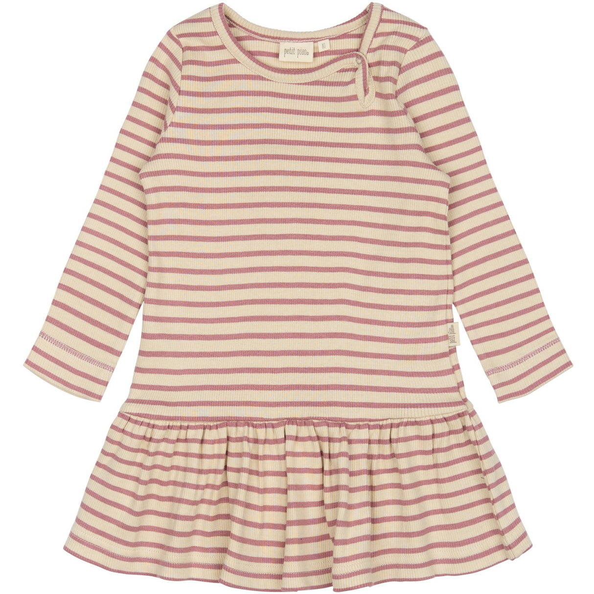Petit Piao Nostalgic Rose/off White Klänning L/S Modal Striped