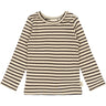 Petit Piao Coffee Bean/off White T-shirt L/S Modal Striped