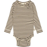 Petit Piao Coffee Bean/off White Body L/S Modal Striped