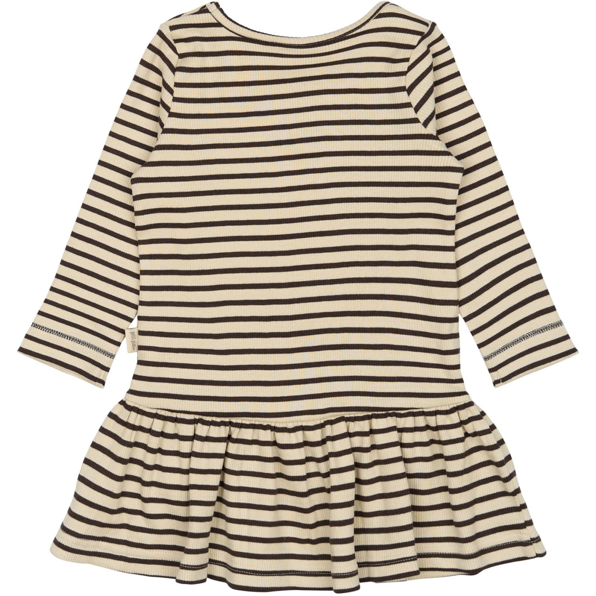 Petit Piao Coffee Bean/off White Klänning L/S Modal Striped