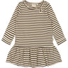Petit Piao Coffee Bean/off White Klänning L/S Modal Striped