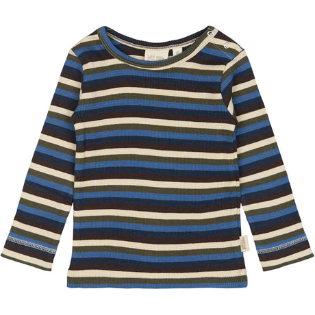 Petit Piao True Navy Multistripe T-shirt L/S Modal Multi Striped