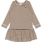 Petit Piao Dark Grape/off White Klänning L/S Modal Striped