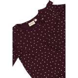 Petit Piao Dark Grape/White Klänning L/S Frill Modal Heart