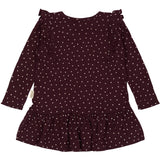 Petit Piao Dark Grape/White Klänning L/S Frill Modal Heart