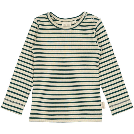 Petit Piao Dark Sea/off White T-shirt L/S Modal Striped
