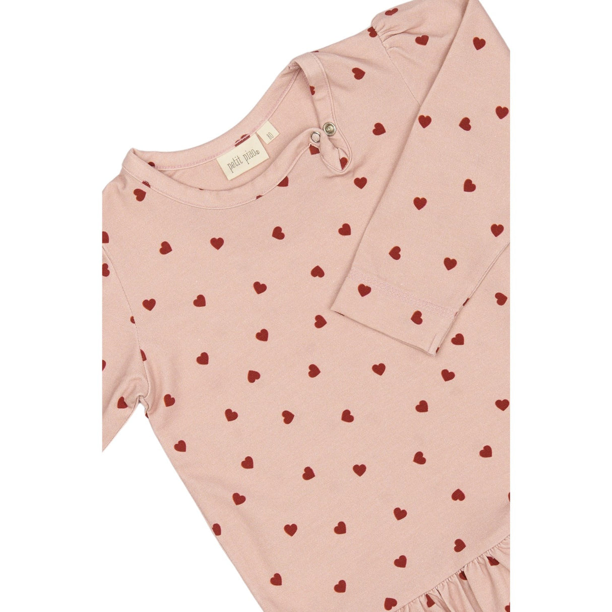 Petit Piao Heart Klänning L/S Gather Printed