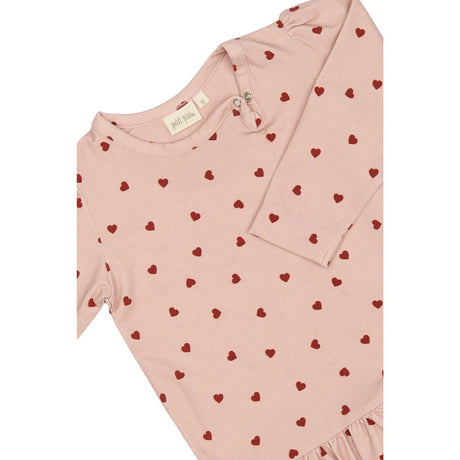 Petit Piao Heart Klänning L/S Gather Printed