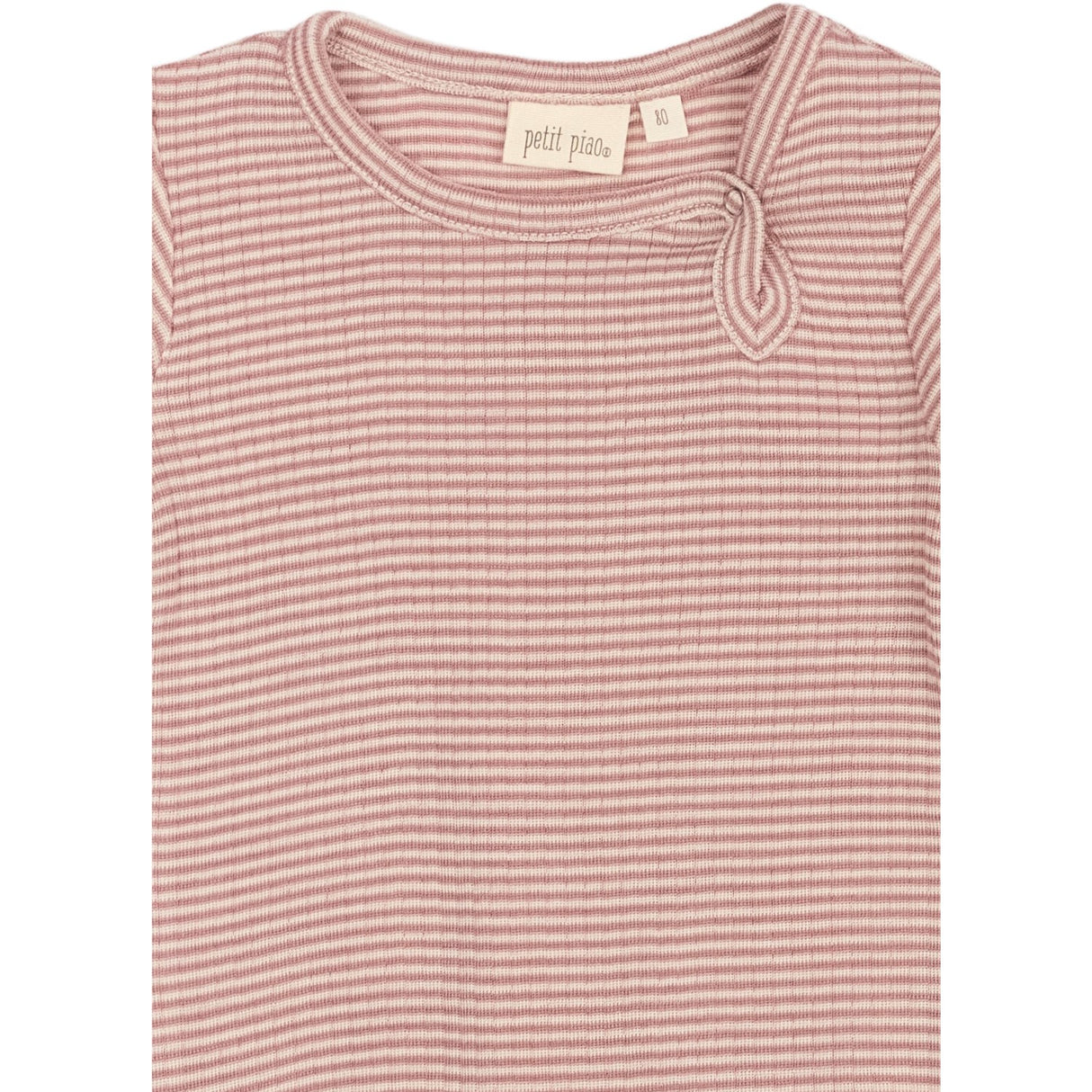 Petit Piao Nostalgic Rose/Dark Off White PPDante Body L/S Merino Ull Striped