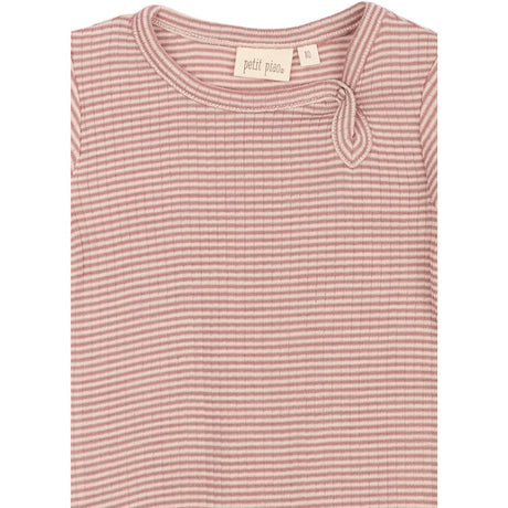 Petit Piao Nostalgic Rose/Dark Off White PPDante Body L/S Merino Ull Striped