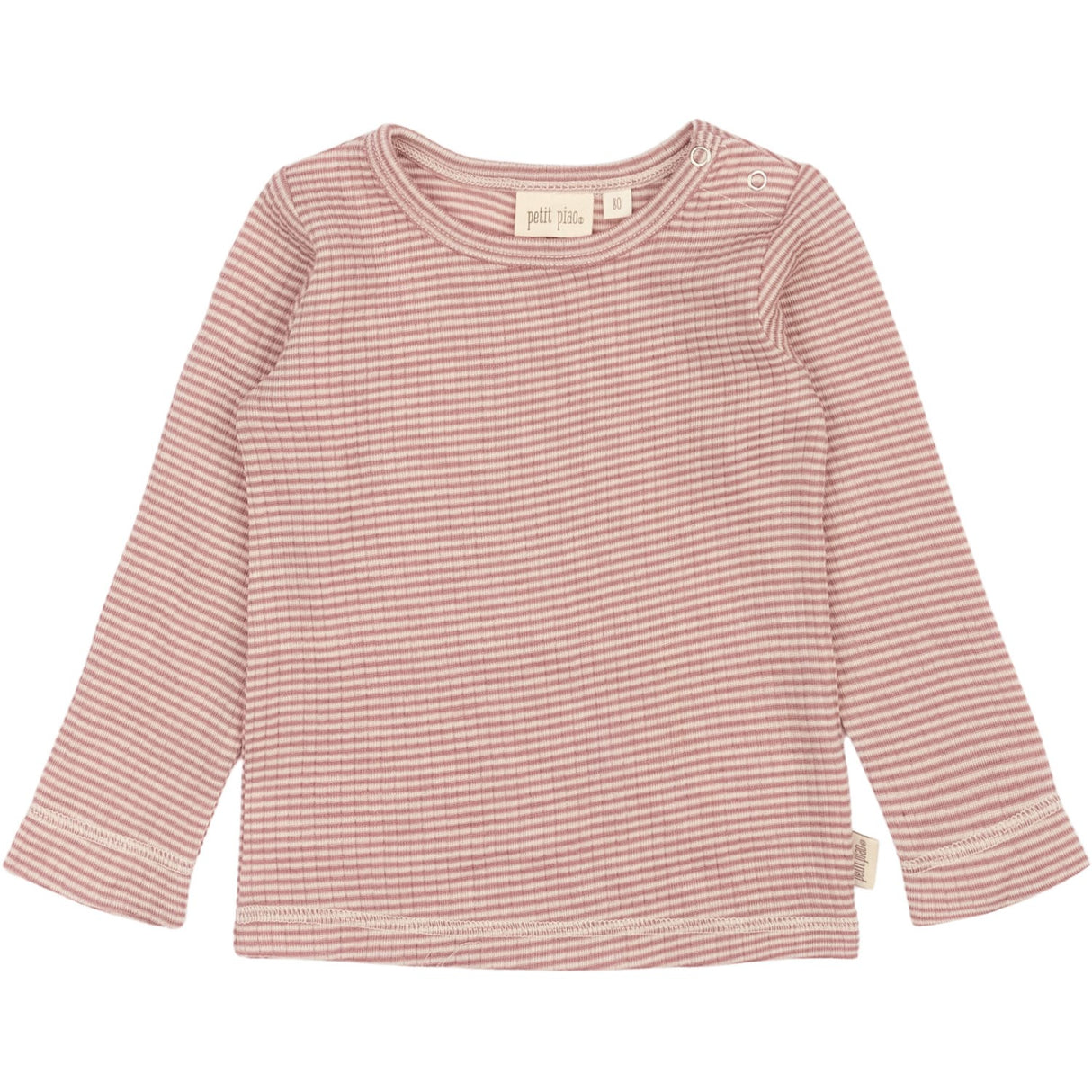 Petit Piao Nostalgic Rose/Dark Off White PPDante T-Shirt L/S Meriono Ull Striped