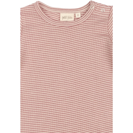 Petit Piao Nostalgic Rose/Dark Off White PPDante T-Shirt L/S Meriono Ull Striped